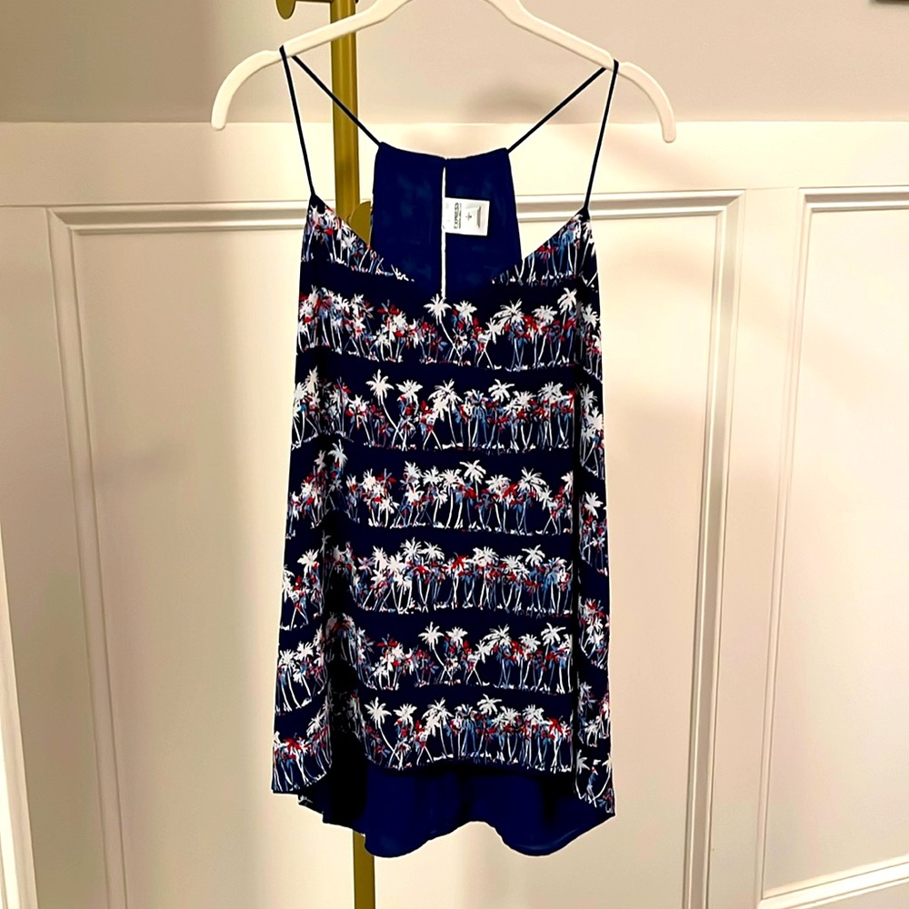 EUC Express Tropical Palm Trees Reversible Barcelona Cami Tank size Large